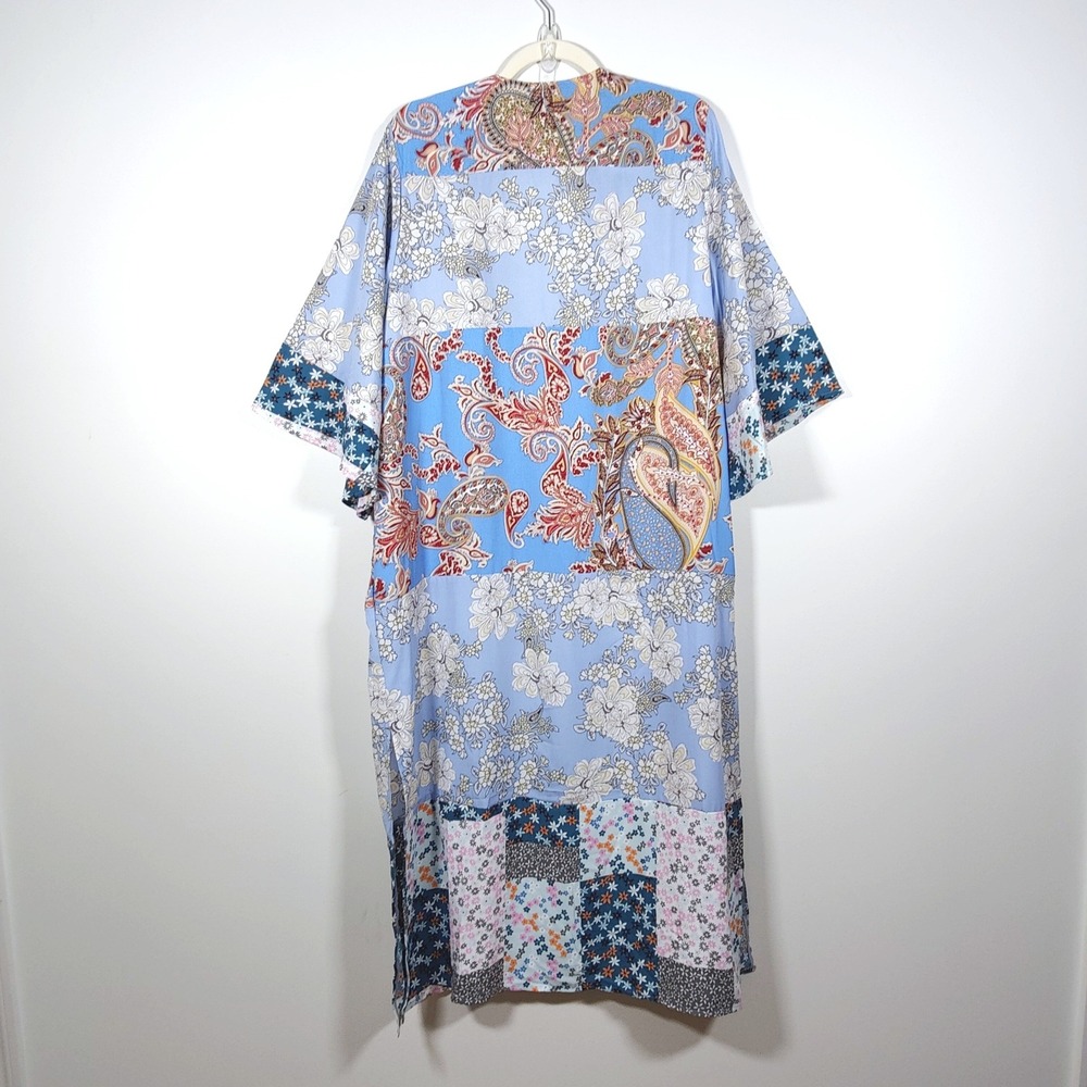 GiGiO USA Patchwork Paisley Floral Caftan Maxi Dress M Boho - Picture 4 of 6